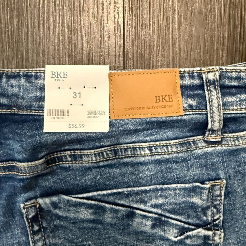 BKE Light Blue Distressed Jean Shorts - Picture 3 of 4